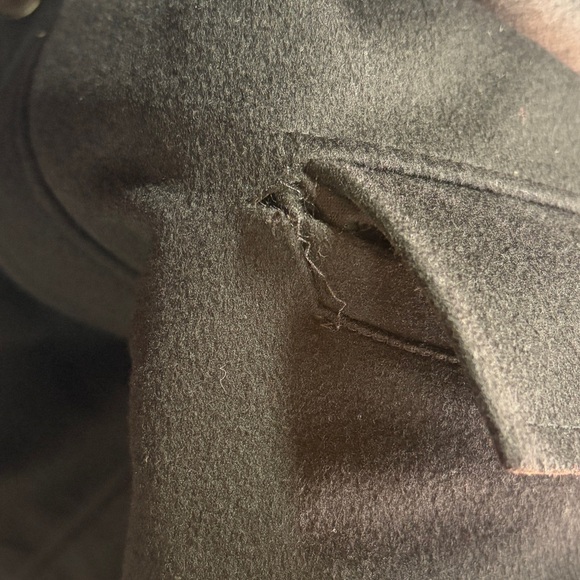 Loro Piana 100% Wool Storm System Classic Black Trench Pea Coat Insulated 42 - Picture 12 of 14